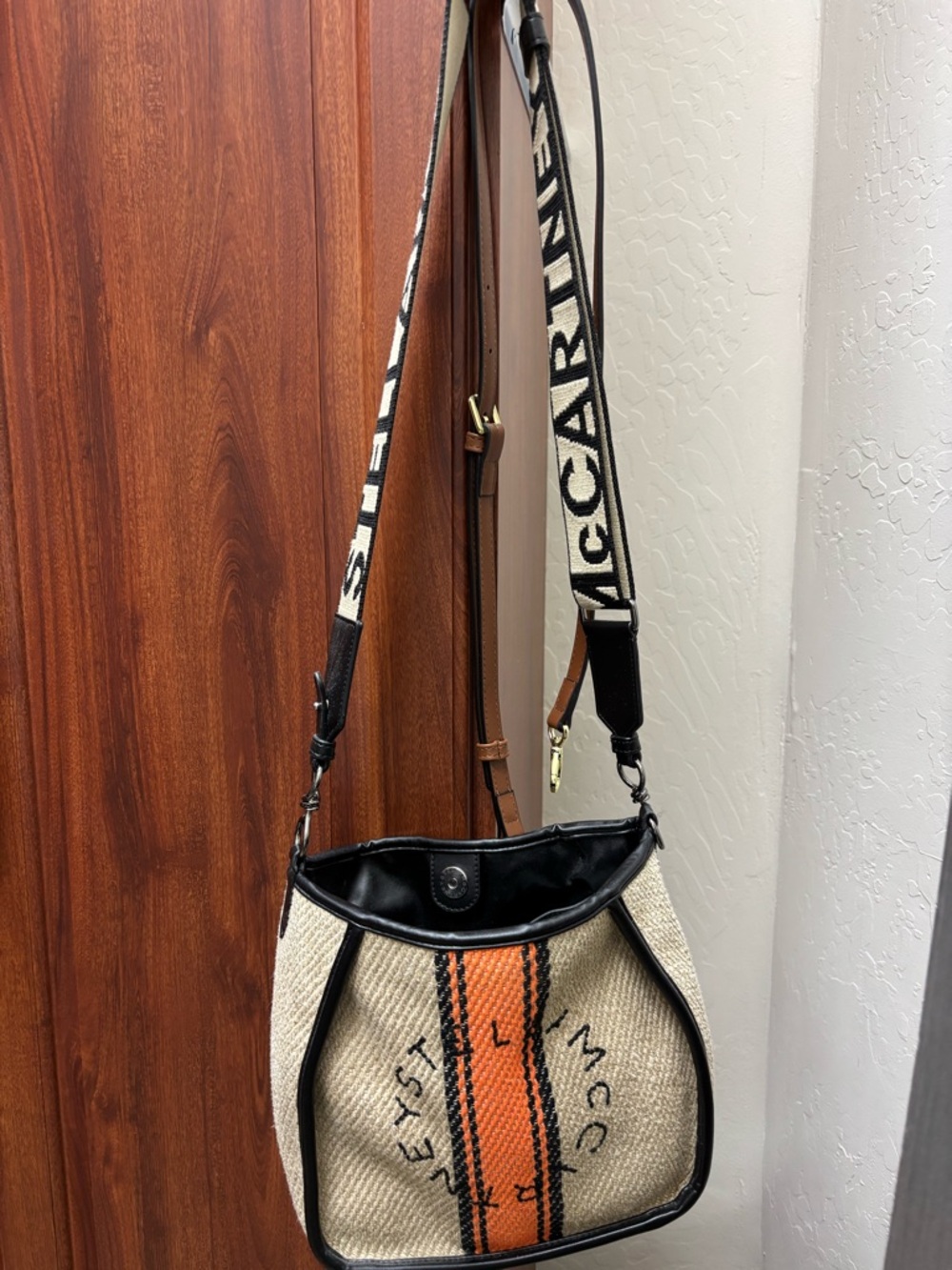 Stella McCartney Beige adjustable Shoulder/crossbody Bag with Orange Stripe - Picture 3 of 5